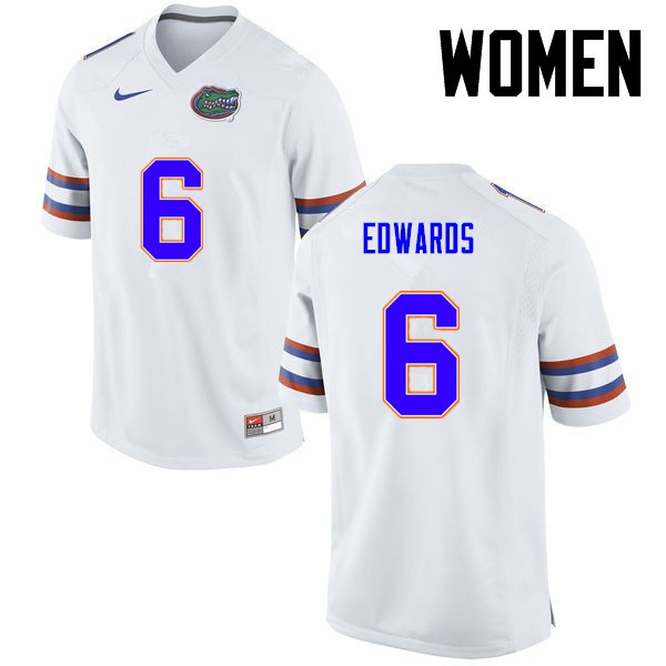 Florida Gators Women #6 Brian Edwards College Football Jersey White
